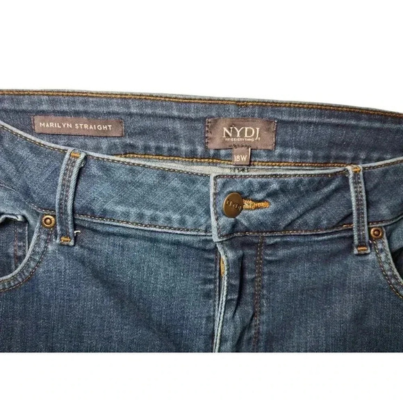 NYDJ Plus Marilyn Ankle Straight Leg Jeans Dimension Medium Blue Wash Size 18W - Picture 6 of 8